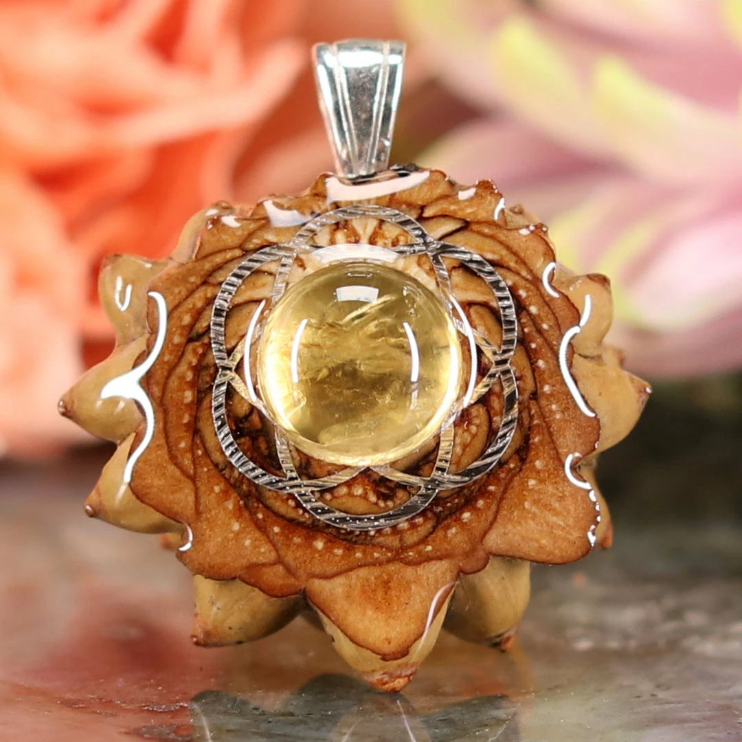 TEP Citrine With Silver Seed Of Life Pendants 3 TEP Citrine With Silver Seed Of Life Pendants