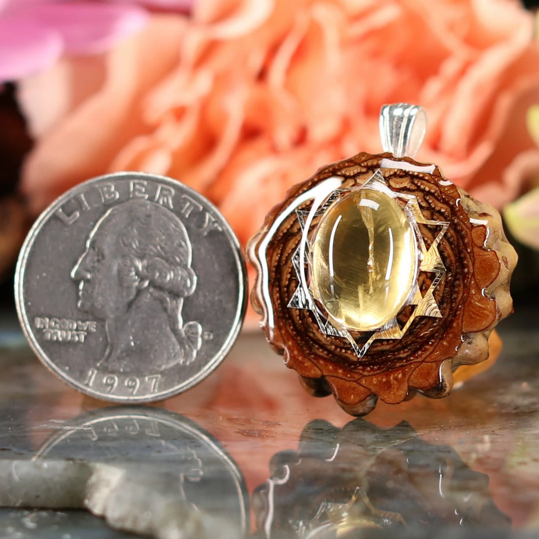 TEP Pendants Citrine With Silver 64 Star Tetrahedron 4 TEP Pendants Citrine With Silver 64 Star Tetrahedron