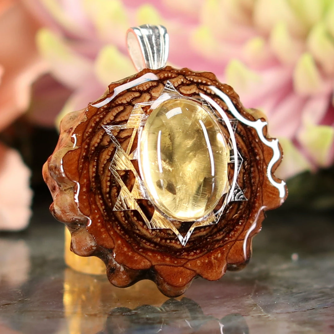 TEP Pendants Citrine With Silver 64 Star Tetrahedron 5 TEP Pendants Citrine With Silver 64 Star Tetrahedron