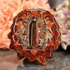 TEP Ammolite With Gold 64 Star Tetrahedron Multi-Stone Pendants