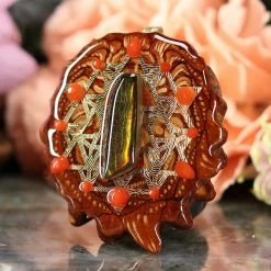 TEP Ammolite With Gold 64 Star Tetrahedron Multi-Stone Pendants