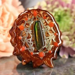 TEP Ammolite With Gold 64 Star Tetrahedron Multi-Stone Pendants