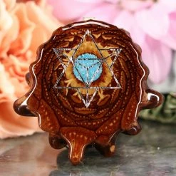 TEP Pendants Crushed Turquoise (Glows) With Silver Merkaba