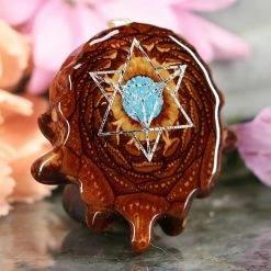 TEP Pendants Crushed Turquoise (Glows) With Silver Merkaba