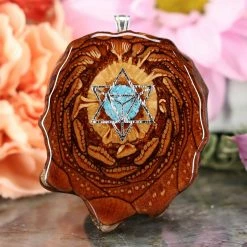 TEP Pendants Crushed Turquoise (Glows) With Silver Merkaba