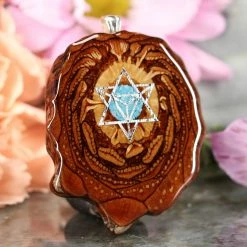 TEP Pendants Crushed Turquoise (Glows) With Silver Merkaba