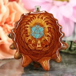 TEP Crushed Turquoise (Glows) With Gold Merkaba Pendants