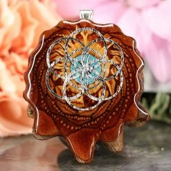 TEP Crushed Turquoise (Glows) With Silver Seed Of Life