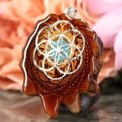 TEP Crushed Turquoise (Glows) With Silver Seed Of Life 6 TEP Crushed Turquoise (Glows) With Silver Seed Of Life