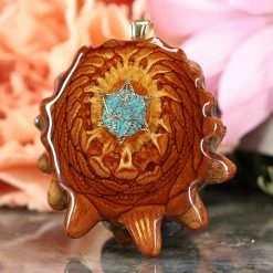 TEP Crushed Turquoise (Glows) With Gold Merkaba Pendants