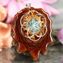 TEP Crushed Turquoise (Glows) With Silver Seed Of Life 7 TEP Crushed Turquoise (Glows) With Silver Seed Of Life