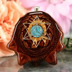 TEP Crushed Turquoise (Glows) With Gold Merkaba Pendants