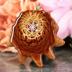 TEP Crushed Sugilite (Glows) With Gold Seed Of Life