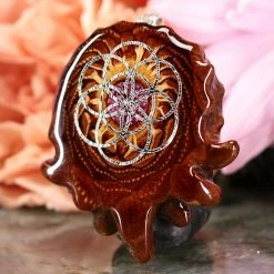 TEP Crushed Sugilite (Glows) With Silver Seed Of Life Pendants