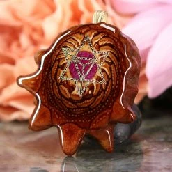 TEP Pendants Crushed Sugilite (Glows) With Gold Merkaba