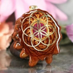 TEP Crushed Sugilite (Glows) With Gold Seed Of Life Pendants