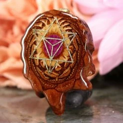 TEP Crushed Sugilite (Glows) With Gold Merkaba Pendants