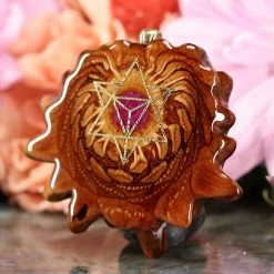 TEP Crushed Sugilite (Glows) With Gold Merkaba Pendants