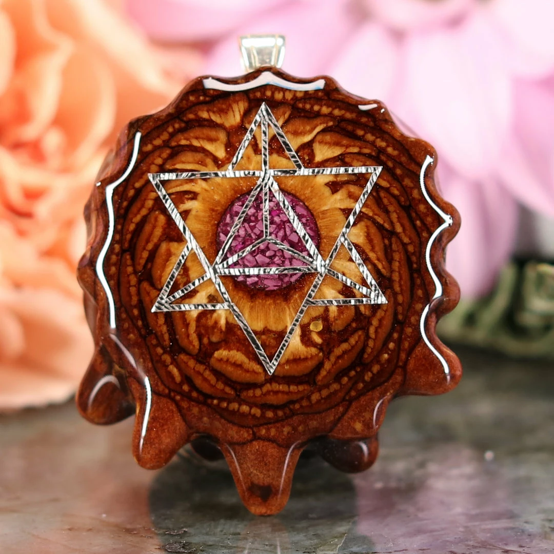 TEP Crushed Sugilite (Glows) With Silver Merkaba Pendants 3 TEP Crushed Sugilite (Glows) With Silver Merkaba Pendants