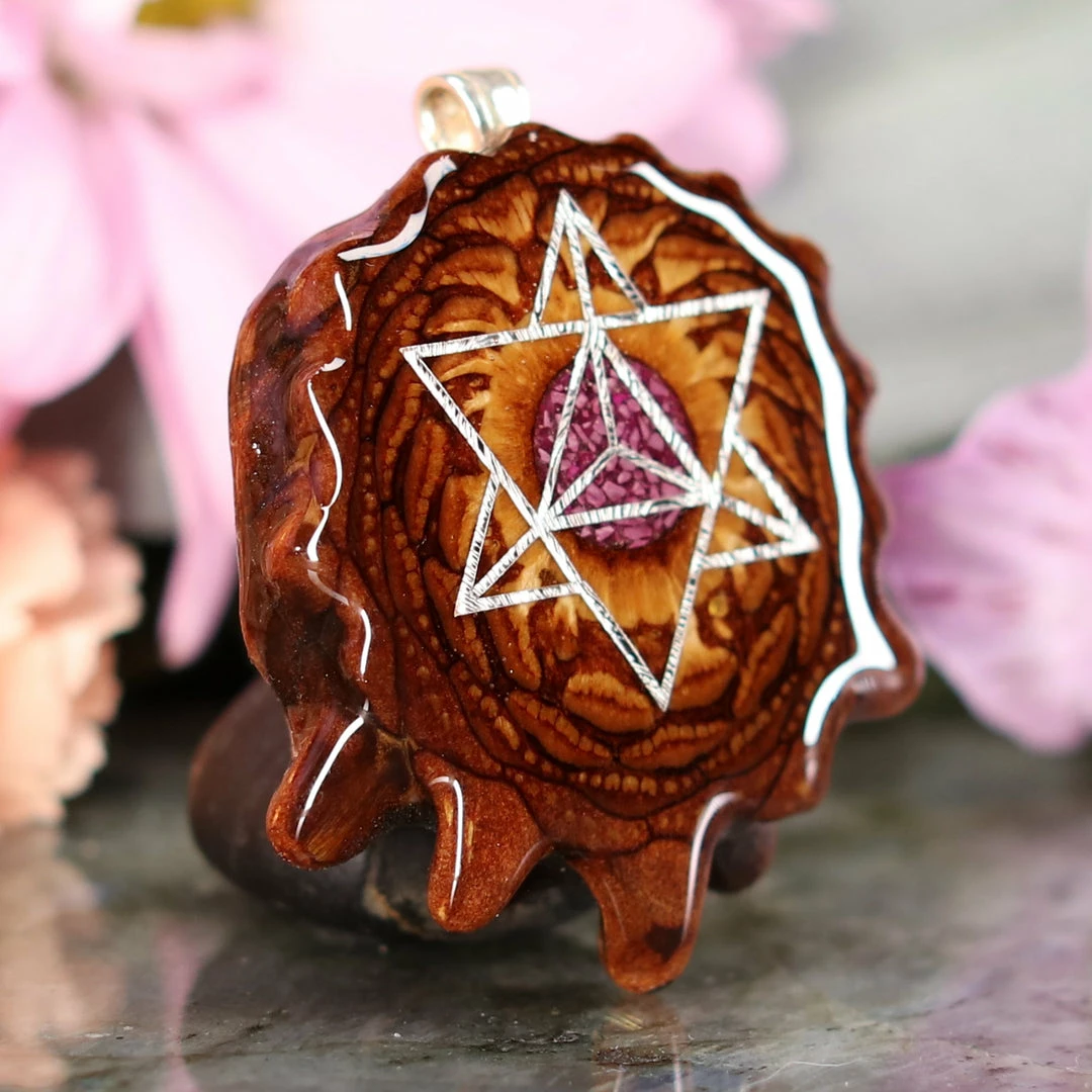 TEP Crushed Sugilite (Glows) With Silver Merkaba Pendants 5 TEP Crushed Sugilite (Glows) With Silver Merkaba Pendants