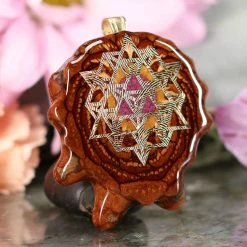 TEP Crushed Sugilite (glows) With Gold 64 Star Tetrahedron