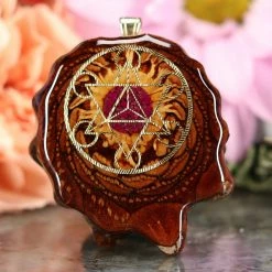 TEP Pendants Crushed Sugilite (Glows) With Gold Cube Of Metatron