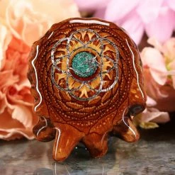 TEP Crushed Malachite With Silver Seed Of Life And Front Om