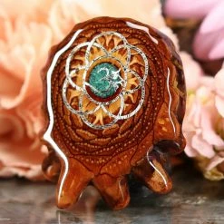 TEP Crushed Malachite With Silver Seed Of Life And Front Om