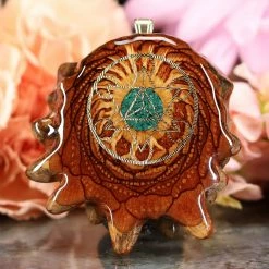 TEP Crushed Malachite (Glows) With Gold Cube Of Metatron Pendants