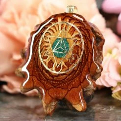 TEP Crushed Malachite (Glows) With Gold Cube Of Metatron Pendants