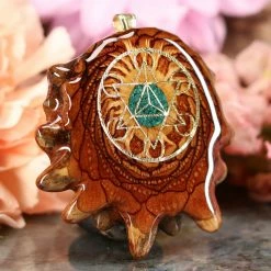 TEP Crushed Malachite (Glows) With Gold Cube Of Metatron Pendants 7 TEP Crushed Malachite (Glows) With Gold Cube Of Metatron Pendants