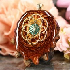 TEP Crushed Malachite (Glows) With Gold Seed Of Life