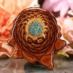 TEP Pendants Crushed Malachite (Glows) With Gold Merkaba