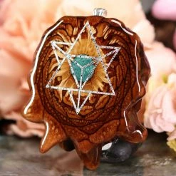 TEP Crushed Malachite (Glows) With Silver Merkaba Pendants