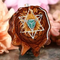 TEP Crushed Malachite (Glows) With Silver Merkaba Pendants