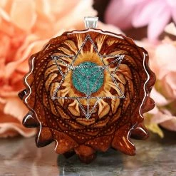 TEP Crushed Malachite (Glows) With Silver Merkaba Pendants