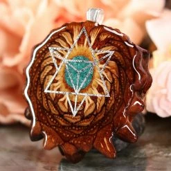 TEP Crushed Malachite (Glows) With Silver Merkaba Pendants 6 TEP Crushed Malachite (Glows) With Silver Merkaba Pendants