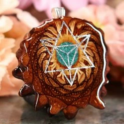 TEP Crushed Malachite (Glows) With Silver Merkaba Pendants 7 TEP Crushed Malachite (Glows) With Silver Merkaba Pendants