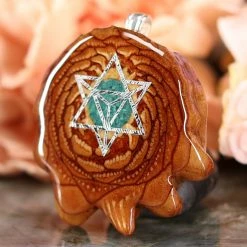 TEP Crushed Malachite (Glows) With Silver Merkaba Pendants