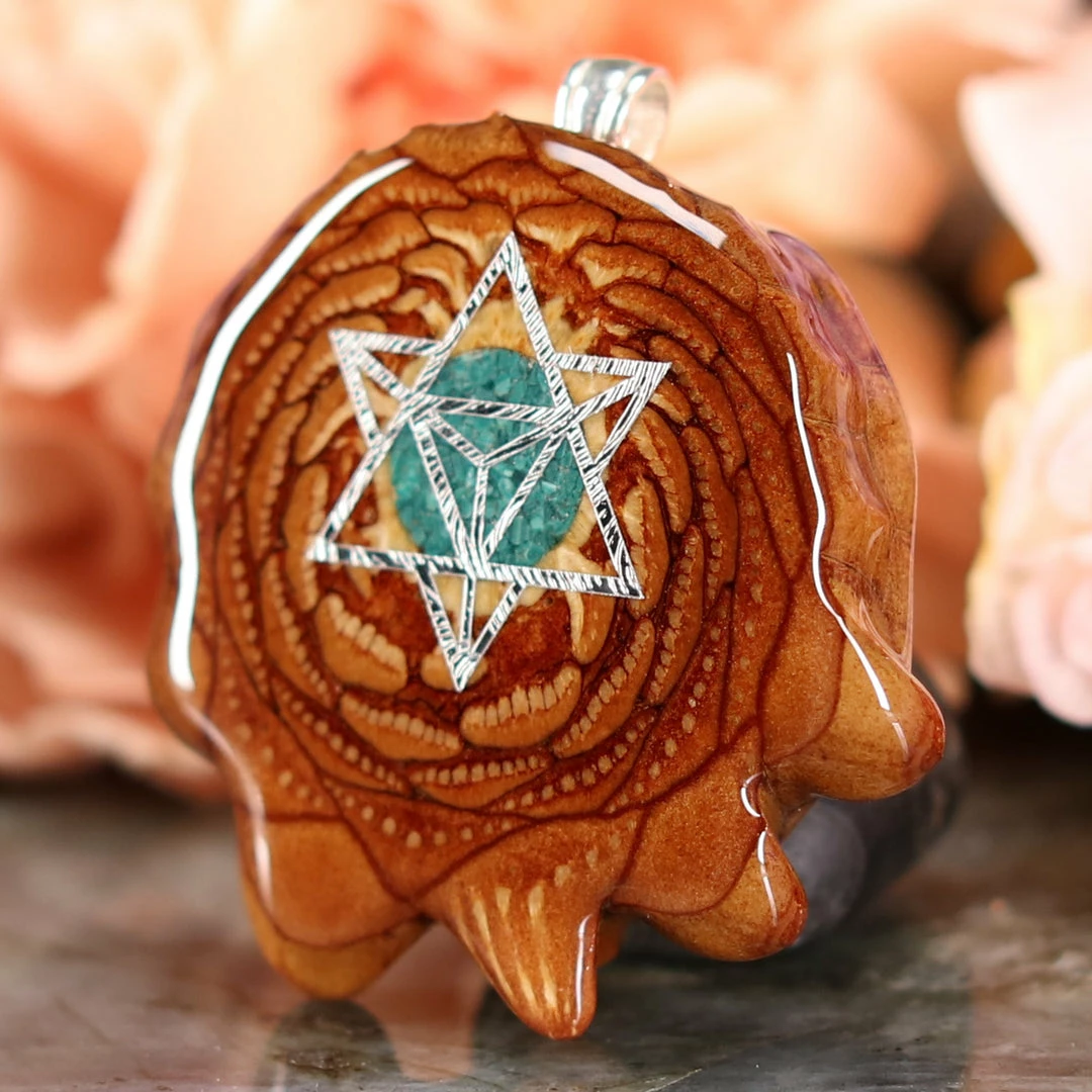 TEP Crushed Malachite (Glows) With Silver Merkaba Pendants 4 TEP Crushed Malachite (Glows) With Silver Merkaba Pendants