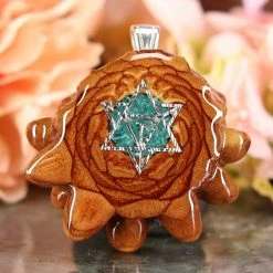 TEP Crushed Malachite (Glows) With Silver Merkaba Pendants