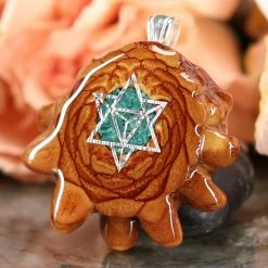 TEP Crushed Malachite (Glows) With Silver Merkaba Pendants