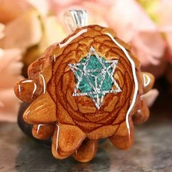 TEP Crushed Malachite (Glows) With Silver Merkaba Pendants
