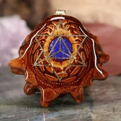 TEP Pendants Crushed Lapis (Glows) With Gold Merkaba