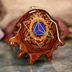 TEP Pendants Crushed Lapis (Glows) With Gold Merkaba