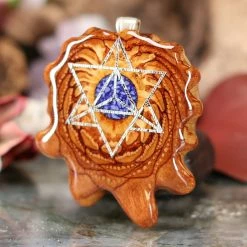 TEP Crushed Lapis (Glows) With Silver Merkaba Pendants