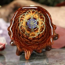 TEP Pendants Crushed Lapis (Glows) With Gold Seed Of Life