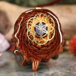 TEP Pendants Crushed Lapis (Glows) With Gold Seed Of Life