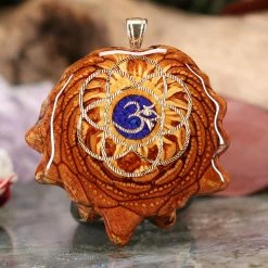 TEP Crushed Lapis (Glows) With Gold Seed Of Life And Front Om