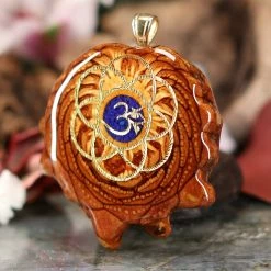 TEP Crushed Lapis (Glows) With Gold Seed Of Life And Front Om